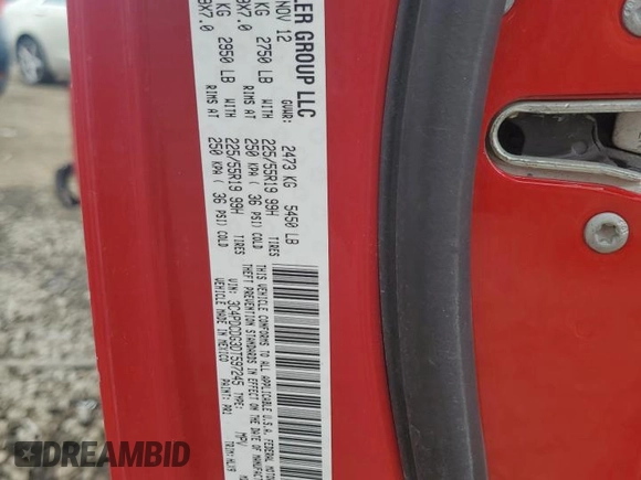 2013 Dodge Journey Crew with VIN 3C4PDCDG3DT597245, listed as a Copart auction lot 64098275 with 172,680 mi miles and Clean title. Bid and sale history available at DreamBid. Image 12.