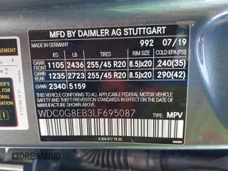 2020 Mercedes-Benz GLC with VIN WDC0G8EB3LF695087, listed as a IAAI auction lot 41588957 with 53,355 mi miles. Bid and sale history available at carsss.com. Image 9.