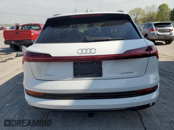 2021 Audi e-tron Premium Plus with VIN WA1LAAGE1MB004760, listed as a Copart auction lot 52986445 with 33,391 mi miles and Salvage Title. Bid and sale history available at carsss.com. Image 6.