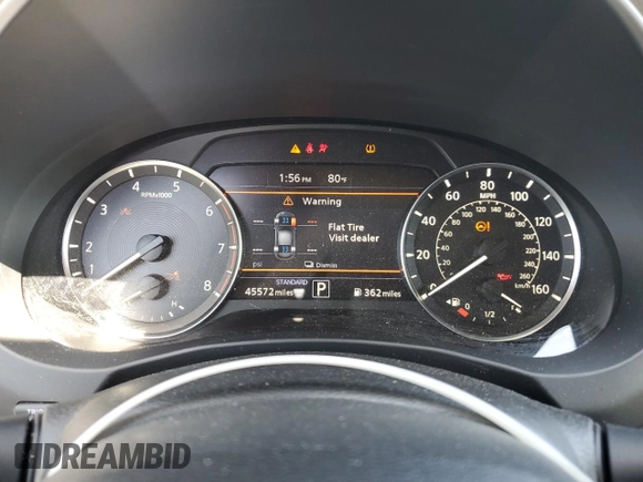 2021 Infiniti QX50 Luxe with VIN 3PCAJ5BA4MF108083, listed as a Copart auction lot 55128045 with 45,572 mi miles and Salvage title. Bid and sale history available at DreamBid. Image 9.