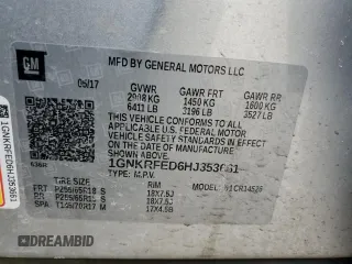 2017 Chevrolet Traverse LS with VIN 1GNKRFED6HJ353661, listed as a Copart auction lot 49621185 with 140,971 mi miles and Clean Title. Bid and sale history available at carsss.com. Image 13.