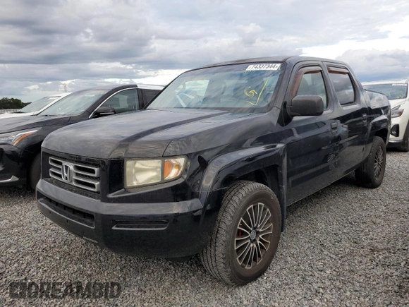 2007 Honda Ridgeline RT with VIN 2HJYK162X7H525127, listed as a Copart auction lot 74337344 with Not Provided miles and Salvage Title. Bid and sale history available at carsss.com. Image 1.