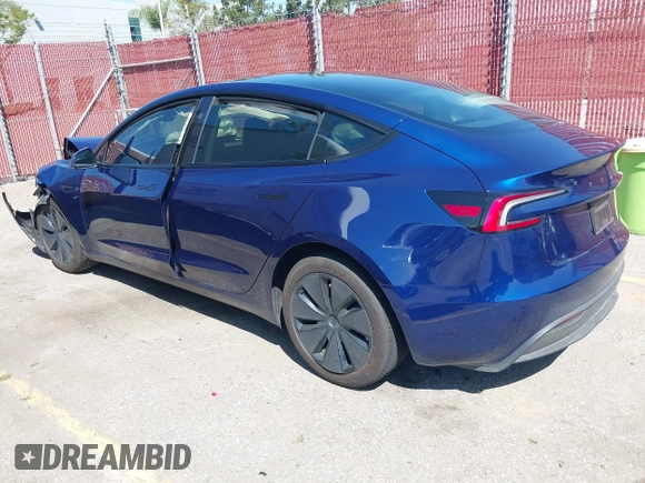 2024 Tesla Model 3 with VIN 5YJ3E1EA3RF758189, listed as a IAAI auction lot 41987653 with 9,423 mi miles. Bid and sale history available at carsss.com. Image 3.