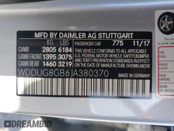 2018 Mercedes-Benz S 560 with VIN WDDUG8GB6JA380370, listed as a Copart auction lot 48717455 with 48,102 mi miles and Salvage Title. Bid and sale history available at carsss.com. Image 14.