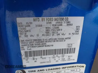 2009 Ford F-150 XL with VIN 1FTRW12869FB28218, listed as a IAAI auction lot 42568495 with 274,285 mi miles and . Bid and sale history available at DreamBid. Image 9.