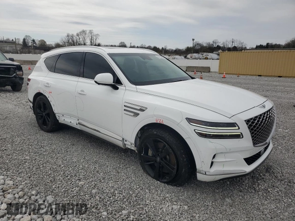 2021 Genesis GV80 with VIN KMUHCESC3MU063670, listed as a Copart auction lot 52118905 with 72,696 mi miles and Salvage Title. Bid and sale history available at DreamBid. Image 4.