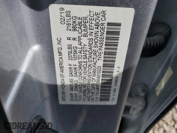 2019 Acura TLX with VIN 19UUB1F30KA010223, listed as a Copart auction lot 54966995 with 82,070 mi miles and Non repairable. Bid and sale history available at DreamBid. Image 13.