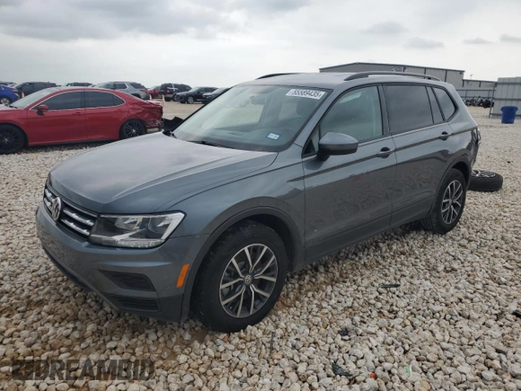 2021 Volkswagen Tiguan S z VIN 3VV1B7AX9MM012624, wystawiony jako Copart lot #55589435 z przebiegiem 61 343 mil mil oraz Szkoda całkowita • Salvage title. Historia ofert i sprzedaży dostępna na DreamBid. Obrazek 1.
