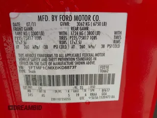 2011 Ford F-150 XL with VIN 1FTMF1CMXBKD88737, listed as a IAAI auction lot 41868349 with 276,266 mi miles. Bid and sale history available at carsss.com. Image 9.