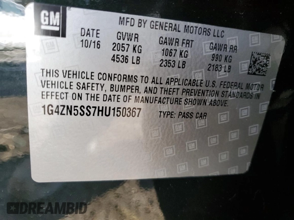 2017 Buick LaCrosse Preferred with VIN 1G4ZN5SS7HU150367, listed as a Copart auction lot 42101355 with 86,130 mi miles and Salvage Title. Bid and sale history available at carsss.com. Image 13.
