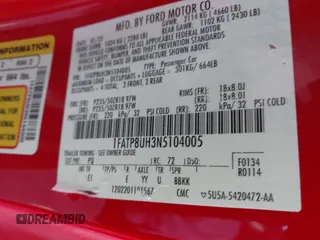 2022 Ford Mustang EcoBoost z VIN 1FATP8UH3N5104005, wystawiony jako IAAI lot #41389346 z przebiegiem 54 979 mil mil oraz . Historia ofert i sprzedaży dostępna na DreamBid. Obrazek 9.