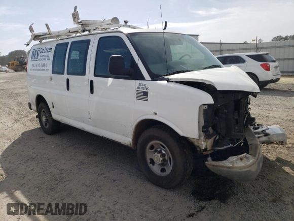 2014 Chevrolet Express Cargo Van with VIN 1GCWGFCA4E1153575, listed as a Copart auction lot 48228214 with 227,892 mi miles and Salvage Title. Bid and sale history available at carsss.com. Image 4.
