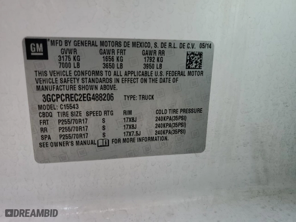 2014 Chevrolet Silverado 1500 LT with VIN 3GCPCREC2EG488206, listed as a Copart auction lot 42610915 with 162,598 mi miles and Salvage Title. Bid and sale history available at carsss.com. Image 13.