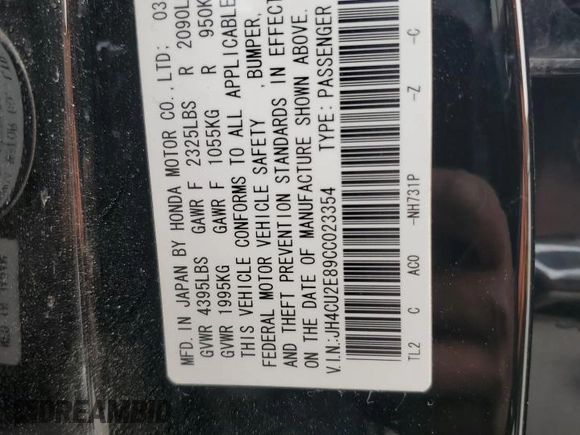 2012 Acura TSX Special Edition with VIN JH4CU2E89CC023354, listed as a Copart auction lot 50761215 with 160,383 mi miles and Salvage title. Bid and sale history available at DreamBid. Image 12.