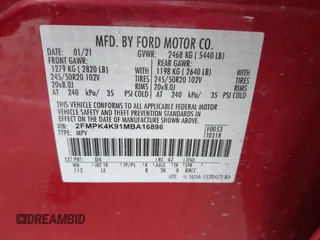 2021 Ford Edge Titanium z VIN 2FMPK4K91MBA16896, wystawiony jako IAAI lot #42334583 z przebiegiem 37 508 mil mil oraz . Historia ofert i sprzedaży dostępna na DreamBid. Obrazek 9.