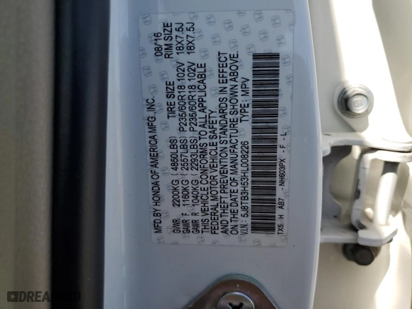 2017 Acura RDX w/Technology Pkg with VIN 5J8TB3H53HL008226, listed as a Copart auction lot 51871795 with 66,752 mi miles and Salvage Title. Bid and sale history available at carsss.com. Image 12.