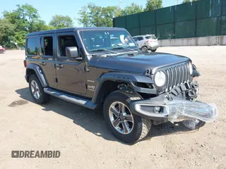 2018 Jeep Wrangler Unlimited Sahara with VIN 1C4HJXEG1JW229865, listed as a IAAI auction lot 42516389 with 47,850 mi miles and . Bid and sale history available at DreamBid. Image 1.