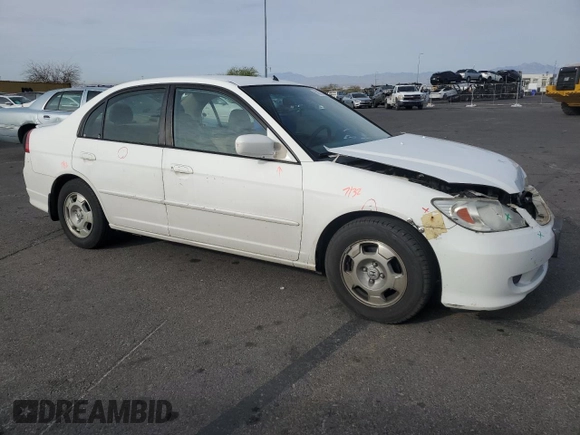 2005 Honda Civic with VIN JHMES96625S012449, listed as a Copart auction lot 51875435 with 166,452 mi miles and Salvage Title. Bid and sale history available at DreamBid. Image 4.