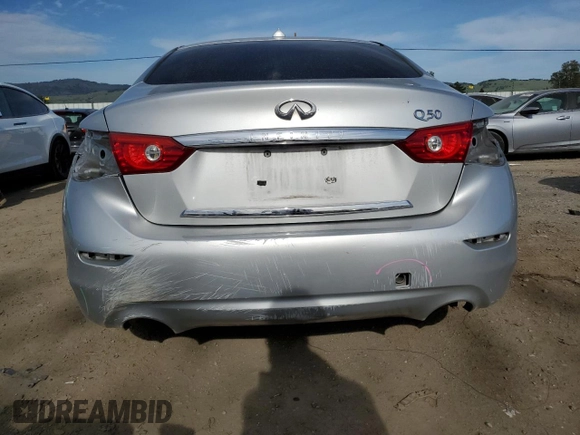 2014 Infiniti Q50 Premium with VIN JN1BV7AP6EM673747, listed as a Copart auction lot 50327265 with 136,288 mi miles and Salvage Title. Bid and sale history available at carsss.com. Image 6.