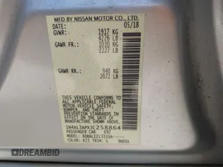 2018 Nissan Altima SR with VIN 1N4AL3APXJC258864, listed as a IAAI auction lot 42018305 with 59,265 mi miles and . Bid and sale history available at carsss.com. Image 9.