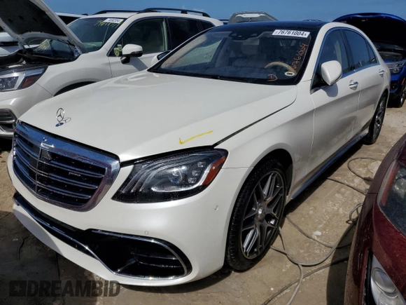 2019 Mercedes-Benz S-Class AMG S 63 with VIN WDDUG8JB8KA452857, listed as a Copart auction lot 76761004 with 28,389 mi miles and Non Repairable. Bid and sale history available at carsss.com. Image 1.