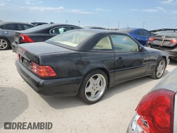 1999 Mercedes-Benz SL-Class with VIN WDBFA68F0XF177818, listed as a Copart auction lot 75025494 with 0 mi miles and Salvage Title. Bid and sale history available at carsss.com. Image 3.