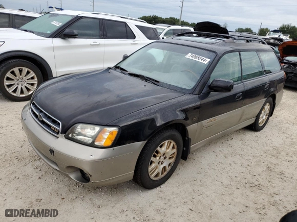 2001 Subaru Legacy Wagon Outback H6 L.L. Bean Edition with VIN 4S3BH806X17655473, listed as a Copart auction lot 74908244 with 133,104 mi miles and Salvage Title. Bid and sale history available at carsss.com. Image 1.