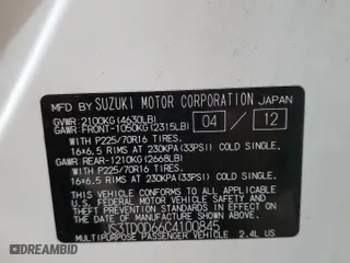 2012 Suzuki Grand Vitara Premium with VIN JS3TD0D66C4100845, listed as a Copart auction lot 53454565 with 106,415 mi miles and Salvage Title. Bid and sale history available at carsss.com. Image 13.