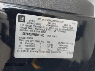 2008 GMC Yukon SLT w/4SB with VIN 1GKFC13078R161685, listed as a IAAI auction lot 41539964 with 267,744 mi miles. Bid and sale history available at carsss.com. Image 9.