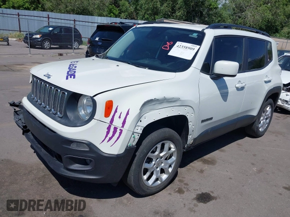 2017 Jeep Renegade Latitude with VIN ZACCJBBB8HPG52343, listed as a IAAI auction lot 42358909 with 101,348 mi miles and . Bid and sale history available at DreamBid. Image 17.