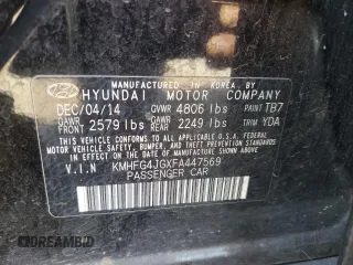 2015 Hyundai Azera z VIN KMHFG4JGXFA447569, wystawiony jako Copart lot #57344125 z przebiegiem 214 503 mil mil oraz Czysty tytuł • Clean title. Historia ofert i sprzedaży dostępna na DreamBid. Obrazek 12.
