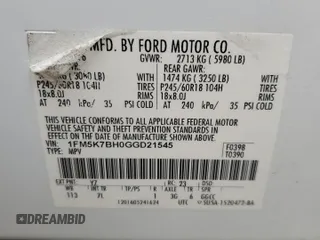2016 Ford Explorer z VIN 1FM5K7BH0GGD21545, wystawiony jako Copart lot #60979495 z przebiegiem 134 965 mil mil oraz Szkoda całkowita • Salvage title. Historia ofert i sprzedaży dostępna na DreamBid. Obrazek 14.