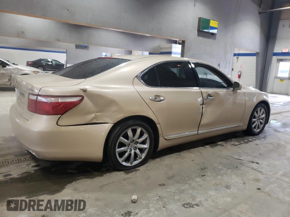 2007 Lexus LS 460 with VIN JTHBL46F175040148, listed as a Copart auction lot 50335035 with 181,107 mi miles and Salvage Title. Bid and sale history available at DreamBid. Image 3.