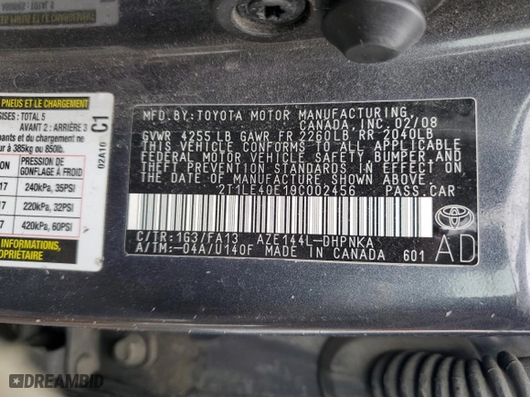 2009 Toyota Matrix S with VIN 2T1LE40E19C002456, listed as a Copart auction lot 52883955 with 159,799 mi miles and Clean Title. Bid and sale history available at carsss.com. Image 13.