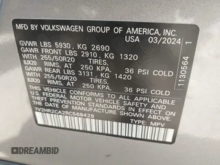 2024 Volkswagen Atlas SE with VIN 1V2HR2CA2RC568429, listed as a IAAI auction lot 42371188 with 18,903 mi miles and . Bid and sale history available at DreamBid. Image 9.