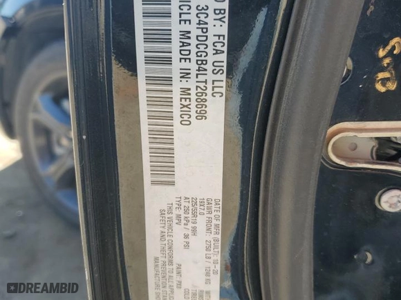2020 Dodge Journey Crossroad with VIN 3C4PDCGB4LT268696, listed as a Copart auction lot 46918975 with 104,697 mi miles and Salvage Title. Bid and sale history available at carsss.com. Image 13.