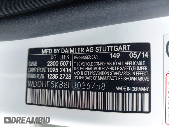 2014 Mercedes-Benz E 350 Sport with VIN WDDHF5KB8EB036758, listed as a IAAI auction lot 42550325 with 90,176 mi miles and . Bid and sale history available at DreamBid. Image 9.