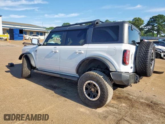 2023 Ford Bronco with VIN 1FMEE5DP4PLA96702, listed as a Copart auction lot 57574165 with 9,258 mi miles and Salvage title. Bid and sale history available at DreamBid. Image 2.