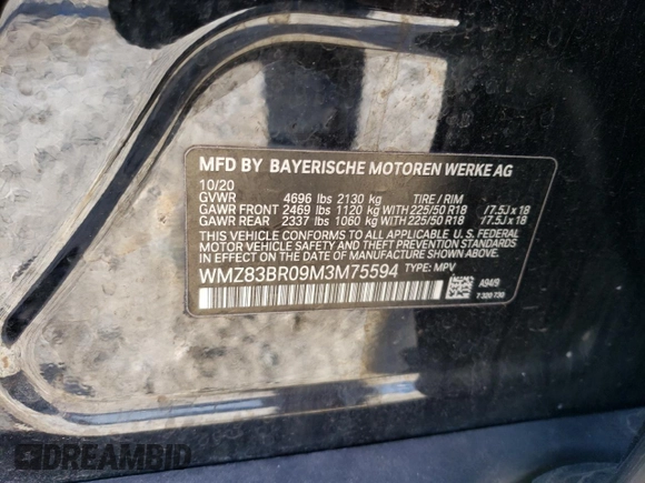 2021 MINI Countryman Cooper S with VIN WMZ83BR09M3M75594, listed as a Copart auction lot 88805185 with 53,497 mi miles and Salvage title. Bid and sale history available at DreamBid. Image 12.