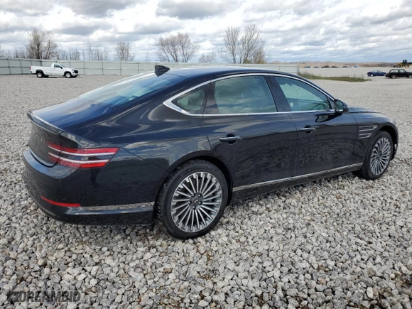 2023 Genesis Electrified G80 with VIN KMTGE4S10PU007449, listed as a Copart auction lot 50656154 with 5,828 mi miles and Non Repairable. Bid and sale history available at carsss.com. Image 3.