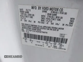 2013 Ford F-150 XL with VIN 1FTNF1CFXDKE78575, listed as a IAAI auction lot 41293852 with 201,332 mi miles. Bid and sale history available at carsss.com. Image 9.