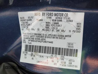 2007 Ford Explorer Sport Trac XLT with VIN 1FMEU31K27UB31442, listed as a IAAI auction lot 42536595 with Not provided miles and . Bid and sale history available at DreamBid. Image 9.