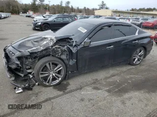 2017 Infiniti Q50 3.0t Premium with VIN JN1EV7AR8HM834599, listed as a Copart auction lot 46690265 with 136,384 mi miles and Salvage Title. Bid and sale history available at carsss.com. Image 1.