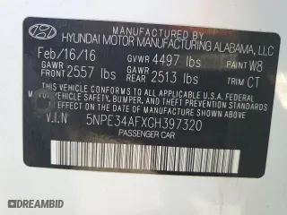 2016 Hyundai Sonata 2.4L Sport with VIN 5NPE34AFXGH397320, listed as a Copart auction lot 73363324 with 75,045 mi miles and Salvage Title. Bid and sale history available at carsss.com. Image 12.