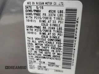2015 Nissan Rogue S with VIN JN8AS5MV0FW257803, listed as a Copart auction lot 50332325 with 94,332 mi miles and Salvage Title. Bid and sale history available at DreamBid. Image 13.