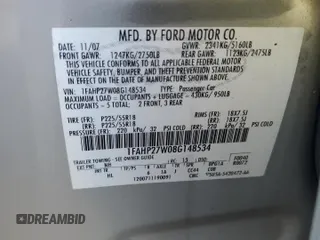 2008 Ford Taurus SEL with VIN 1FAHP27W08G148534, listed as a Copart auction lot 79359574 with 108,855 mi miles and Salvage Title. Bid and sale history available at carsss.com. Image 12.