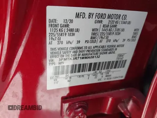 2021 Ford Mustang Mach-E Premium z VIN 3FMTK3R71MMA08132, wystawiony jako IAAI lot #42019112 z przebiegiem 38 024 mil mil oraz . Historia ofert i sprzedaży dostępna na DreamBid. Obrazek 9.