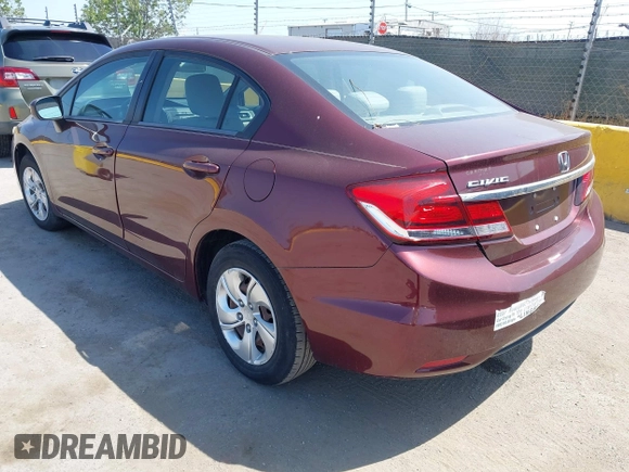 2014 Honda Civic LX with VIN 19XFB2F58EE261765, listed as a IAAI auction lot 42151335 with 55,881 mi miles. Bid and sale history available at carsss.com. Image 3.