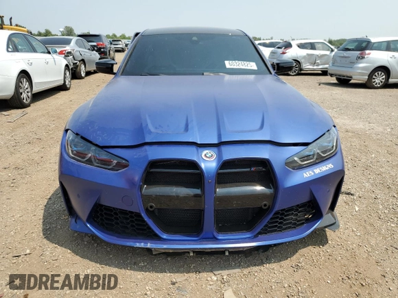 2023 BMW M3 Competition xDrive with VIN WBS43AY08PFP33058, listed as a Copart auction lot 60324825 with 19,651 mi miles and Salvage title. Bid and sale history available at DreamBid. Image 5.