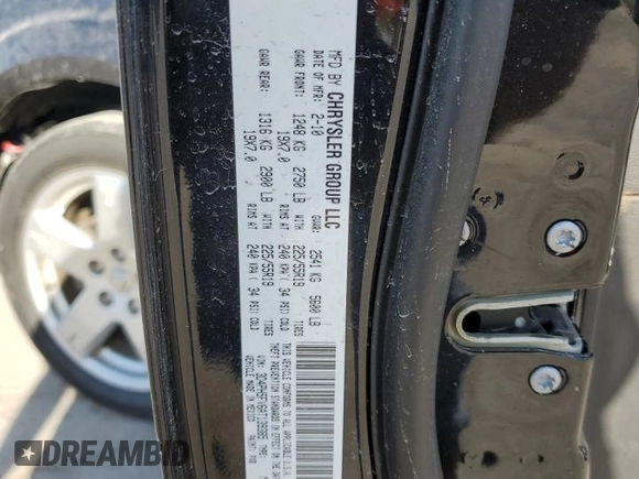 2010 Dodge Journey SXT with VIN 3D4PH5FV6AT139385, listed as a Copart auction lot 52531735 with Not Provided miles and Non Repairable. Bid and sale history available at DreamBid. Image 12.